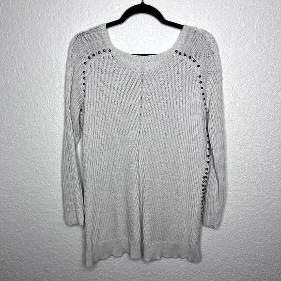 PHILOSOPHY Womens Gray Studded Cable Knit Sweater Size 0X - Picture 8 of 13